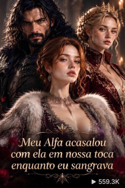 Capa da minisserie Meu Alfa Acasalou com Ela em Nossa Toca Enquanto Eu Sangrava -